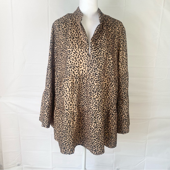 Tuckernuck Leopard Edith Blouse XXL Tiered Long Sleeve Plus Size - Picture 2 of 11